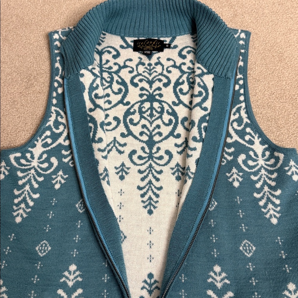 Icelandic Design wool blend Nordic Fair isle sweater vest - Picture 13 of 13